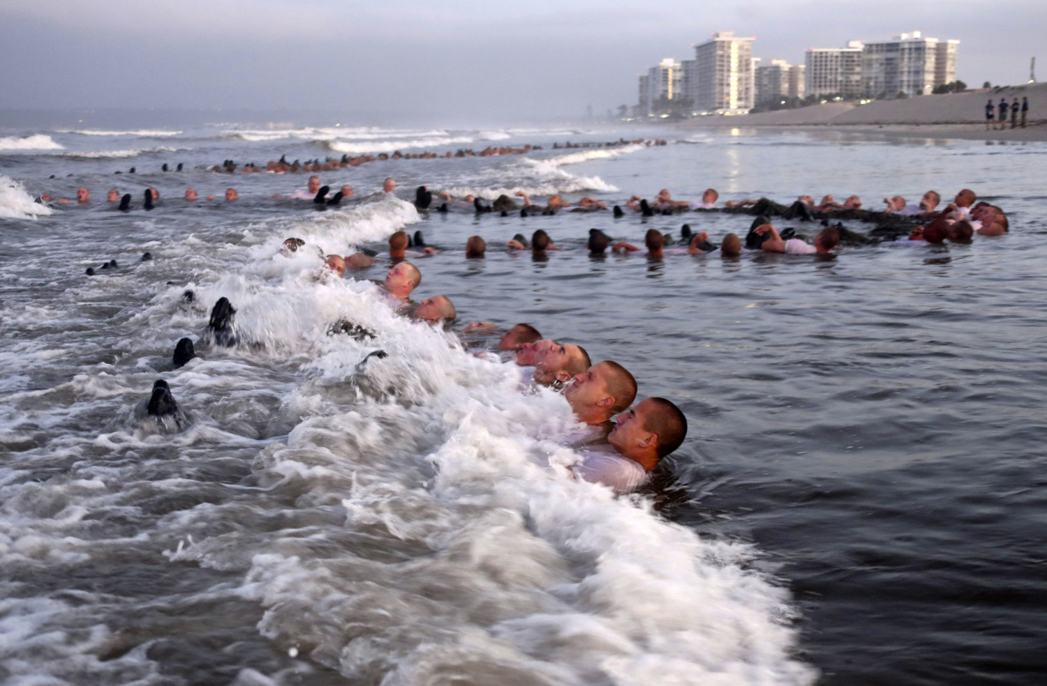 SEAL candidates participating in "surf immersion"