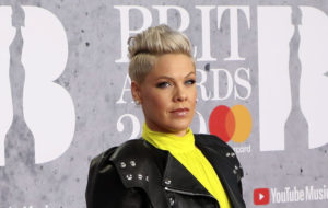 Singer Pink poses at the Brit Awards in London