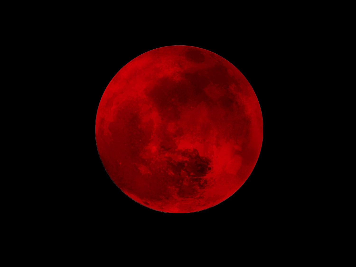 Red moon in night sky