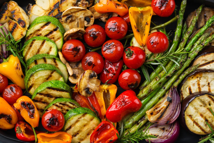 A colorful assortment of grilled vegetables