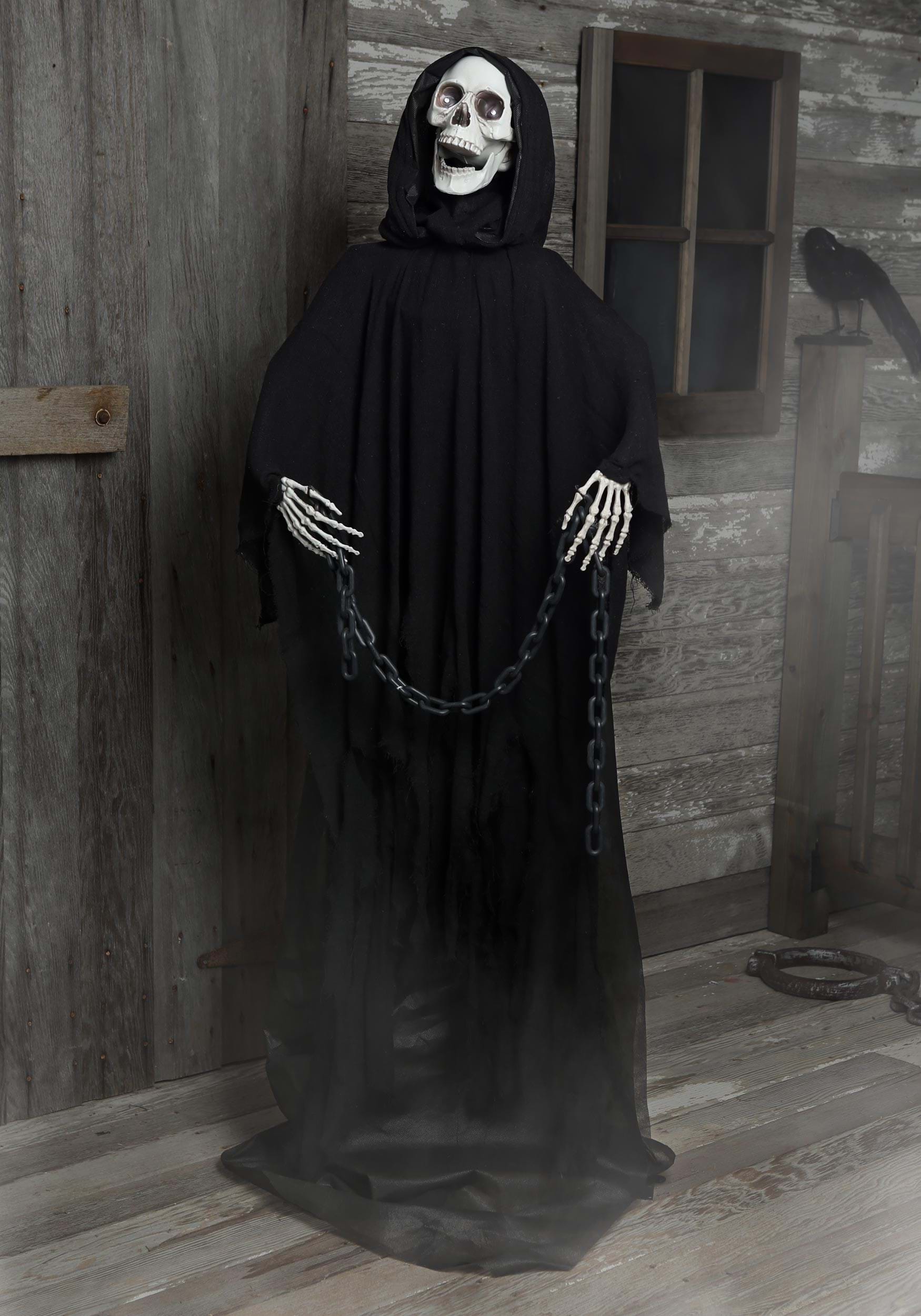 Animated Reaper Scary Halloween Decoration 6'  New Old Stock    M3842