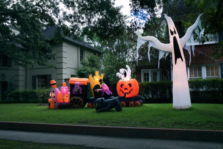 Halloween inflatables in front yard