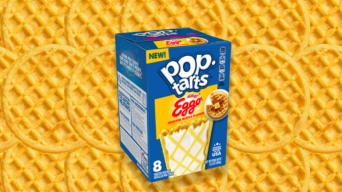 Eggo Pop Tarts box on waffle background