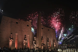 Fireworks above reopening of Avenue of Sphinxes