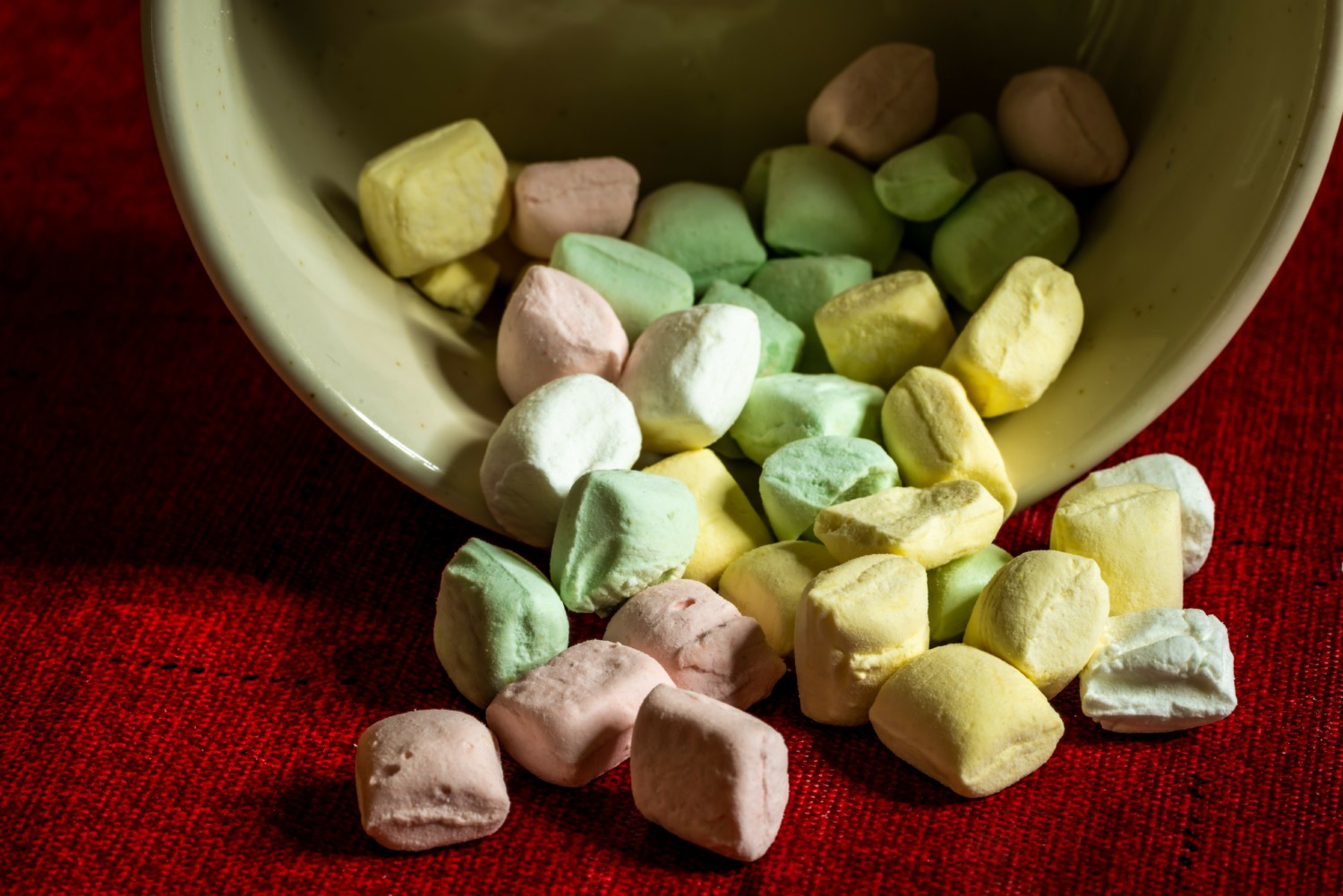 A bowl of colorful after-dinner mints