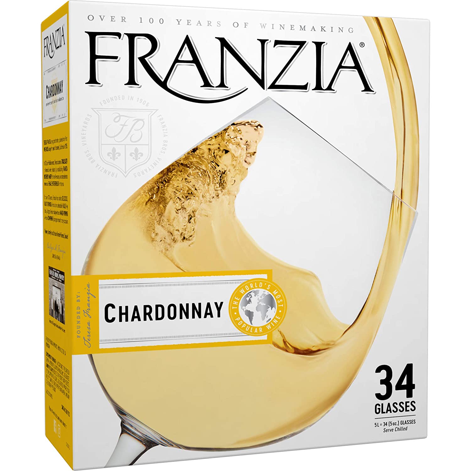 A box of Franzia chardonnay wine