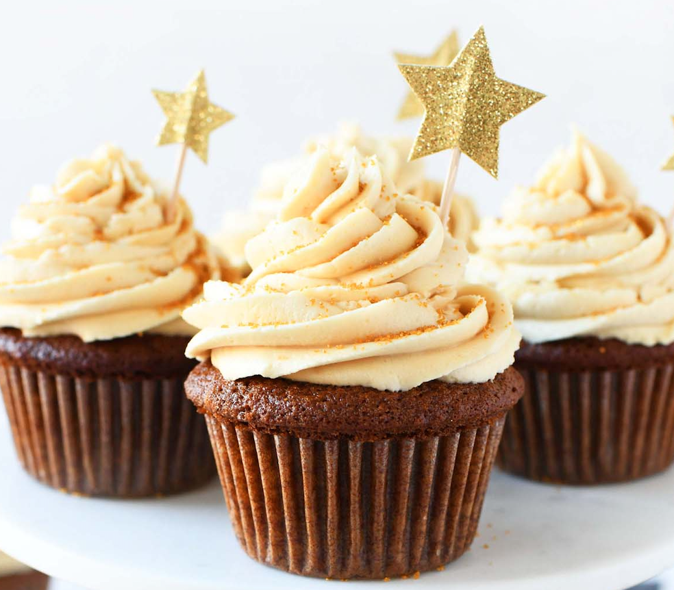 Gingerbread cupcakes with gingerbread icing