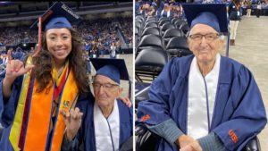 Granddaughter and grandfather graduate with college degrees