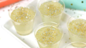 Champagne Jell-O shots with sparkles