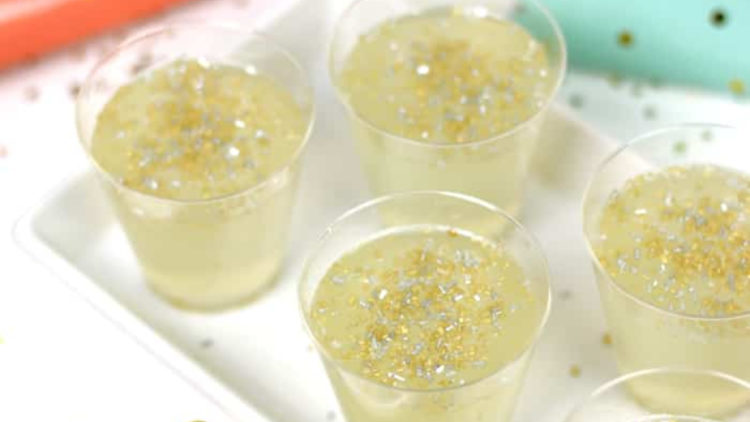 Champagne Jell-O shots with sparkles