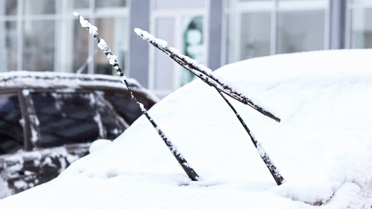 windshield wipers pointed up in snow