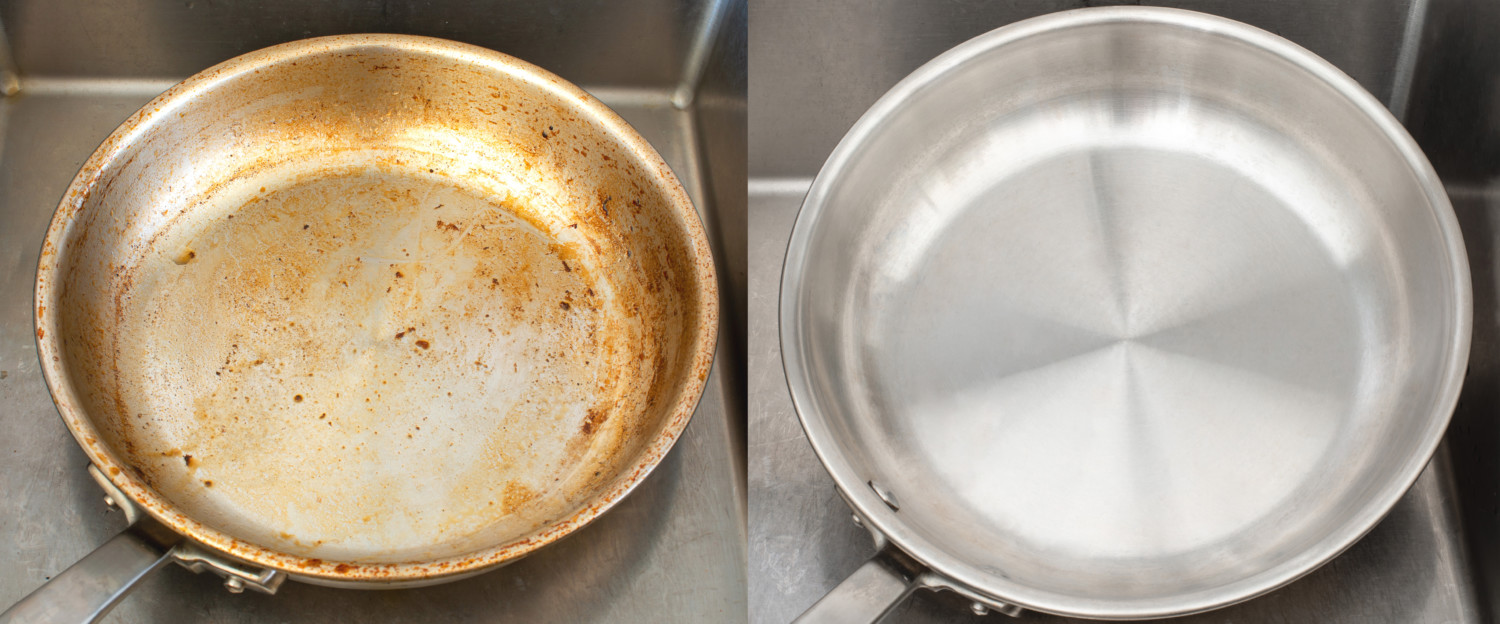 Compare image before and after cleaning the unclean able stained