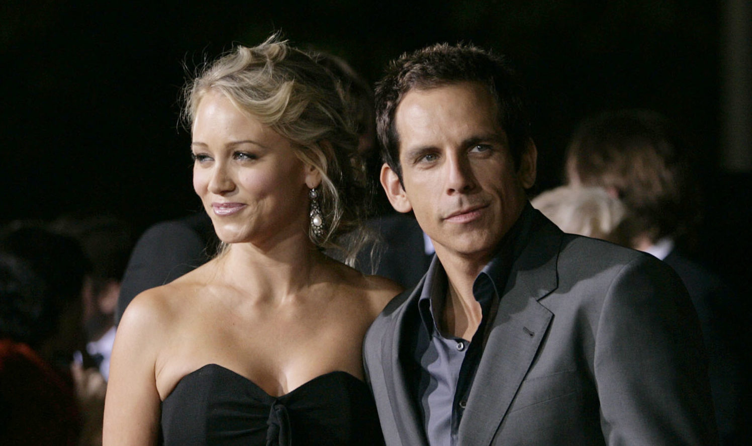 Ben Stiller, right, and Christine Taylor arrive at the premiere of "The Heartbreak Kid" in Los Angeles on Thursday, Sept. 27, 2007. (AP Photo/Matt Sayles)