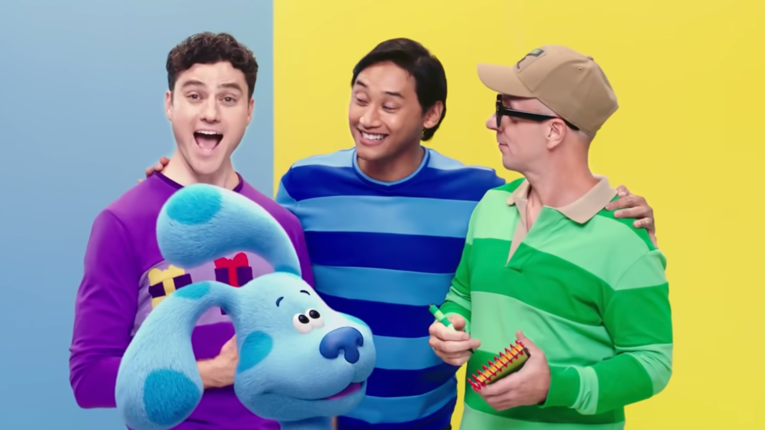All 3 Blue's Clues hosts with Blue