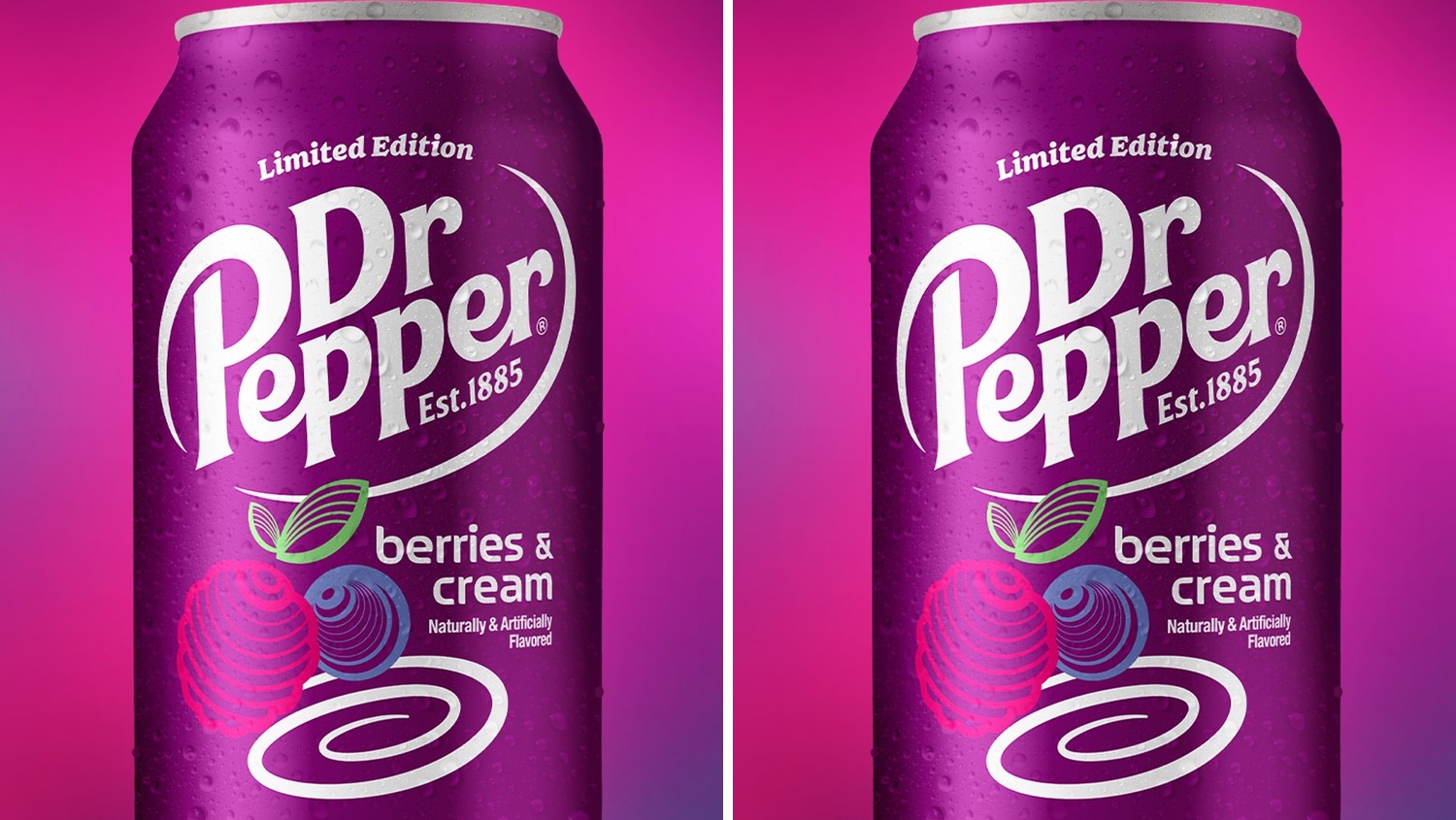 Cans of Dr. Pepper Berries and Cream