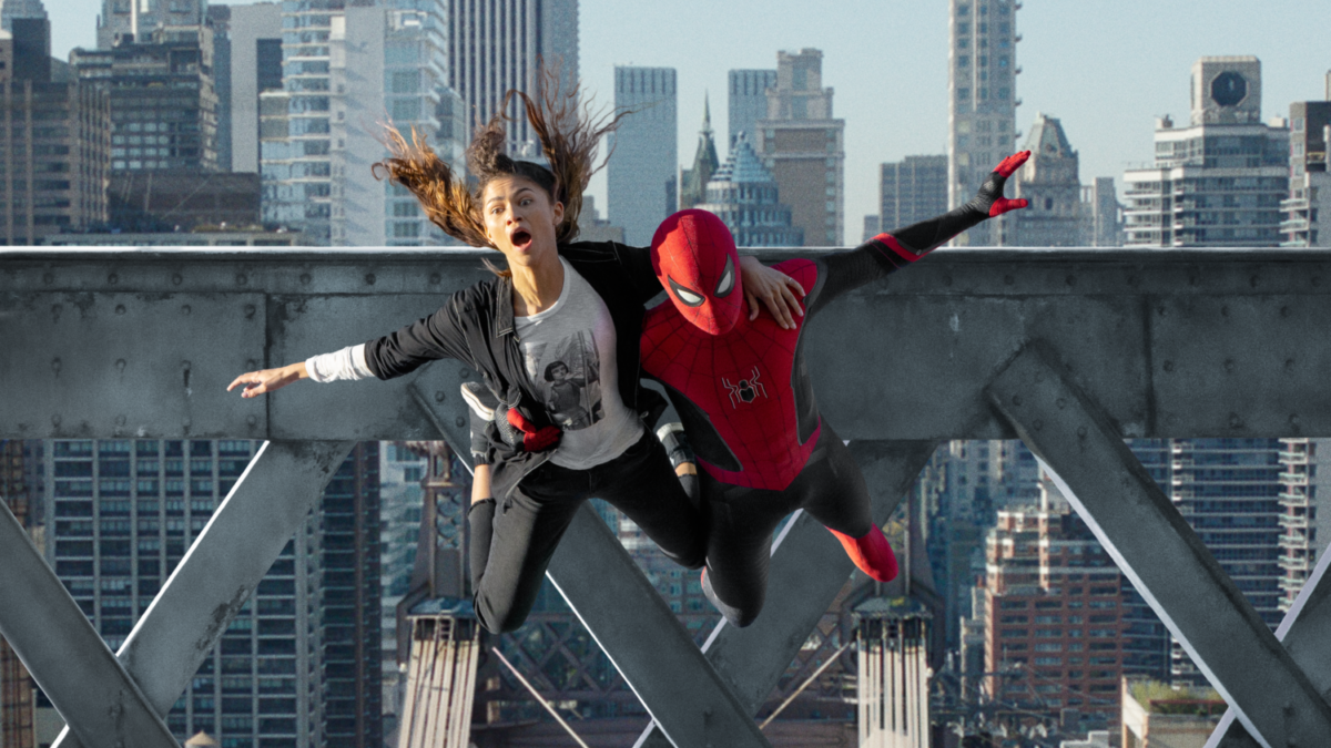 Zendaya and Tom Holland shown in "Spider-Man: No Way Home."
