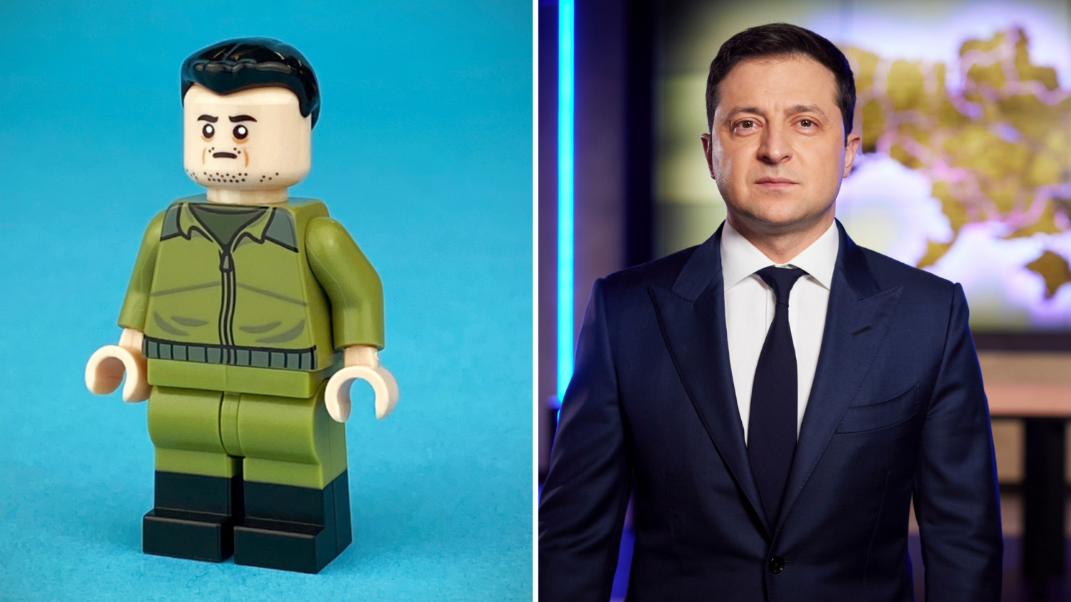 Lego figure of Ukrainian President Volodymyr Zelenskyy/portrait