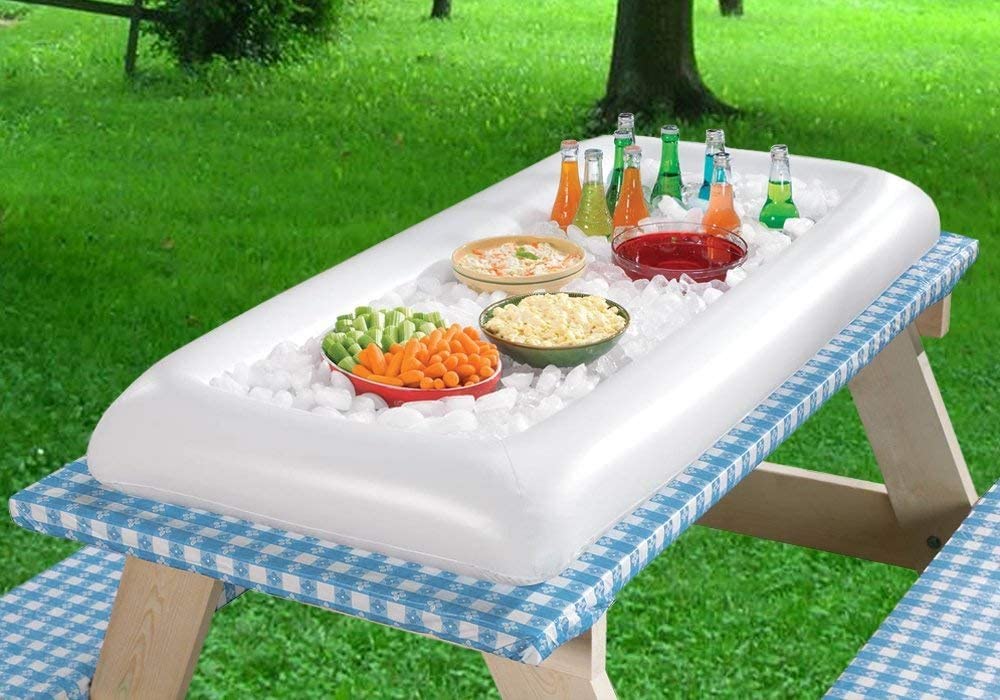 white inflatable serving bar