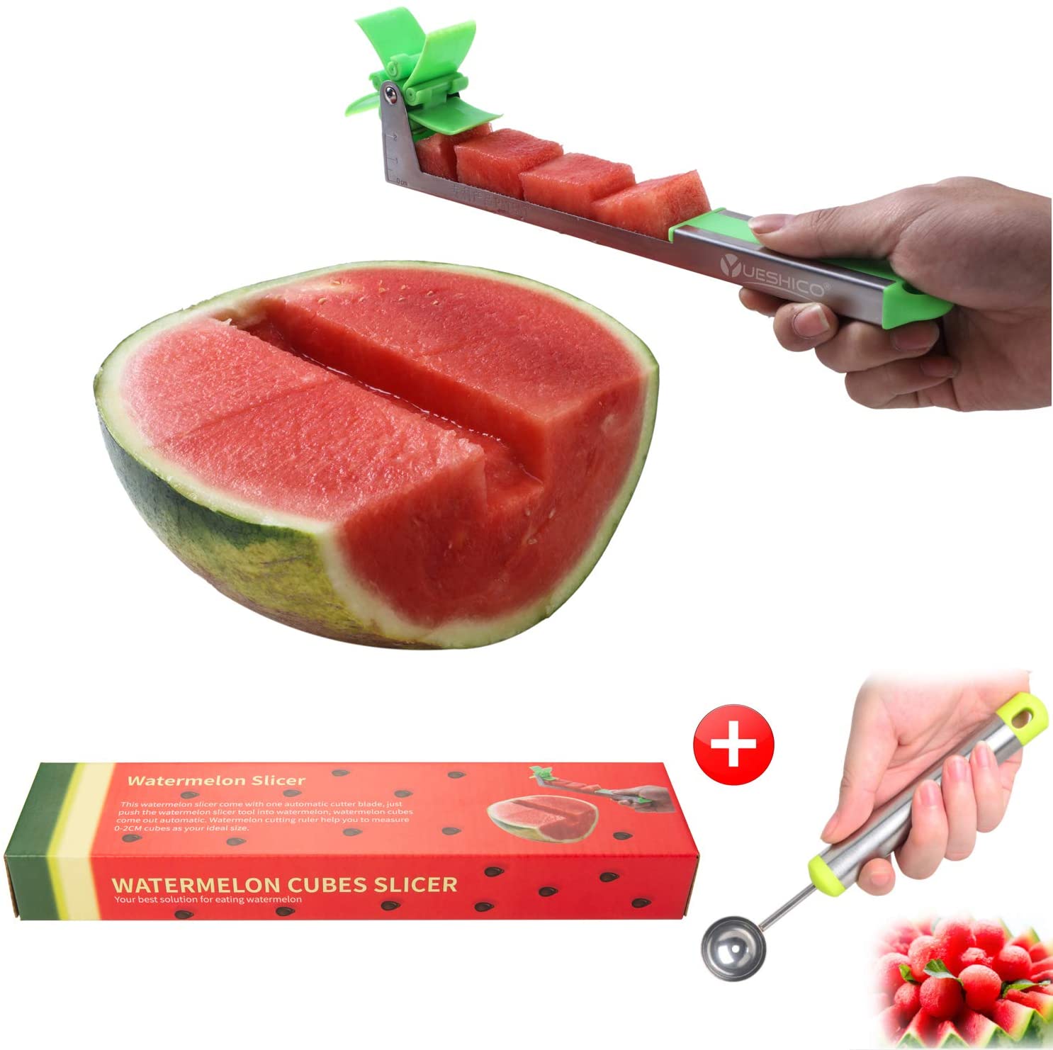 Yueshico Stainless Steel Watermelon Slicer Cutter Knife Corer