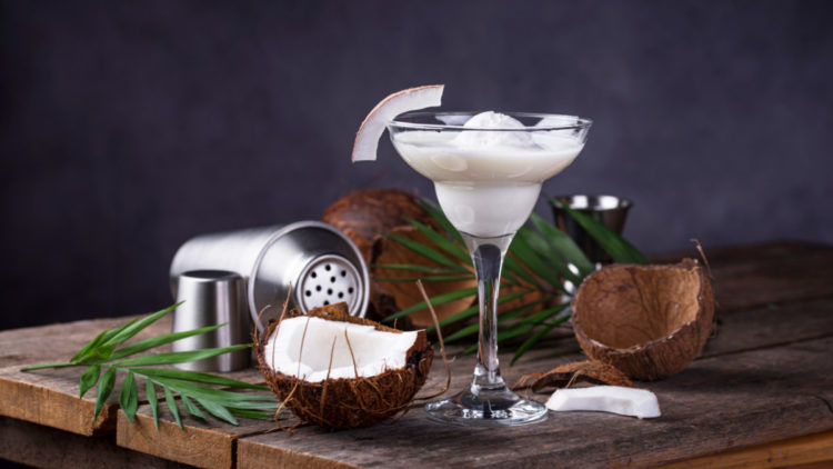 A coconut margarita cocktail is shown.