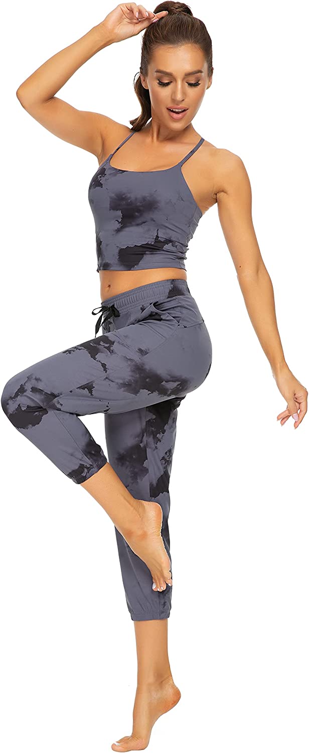 Workout Yoga Pants Stretch Lounge Pants Welaneol Sweatpants Women Lightweight Joggers for Women with Zipper Pockets 