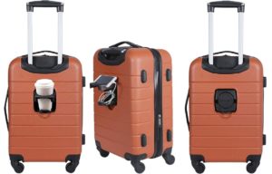 Smart luggage with cupholders in orange