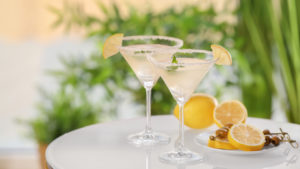 Lemon drop martinis in glasses