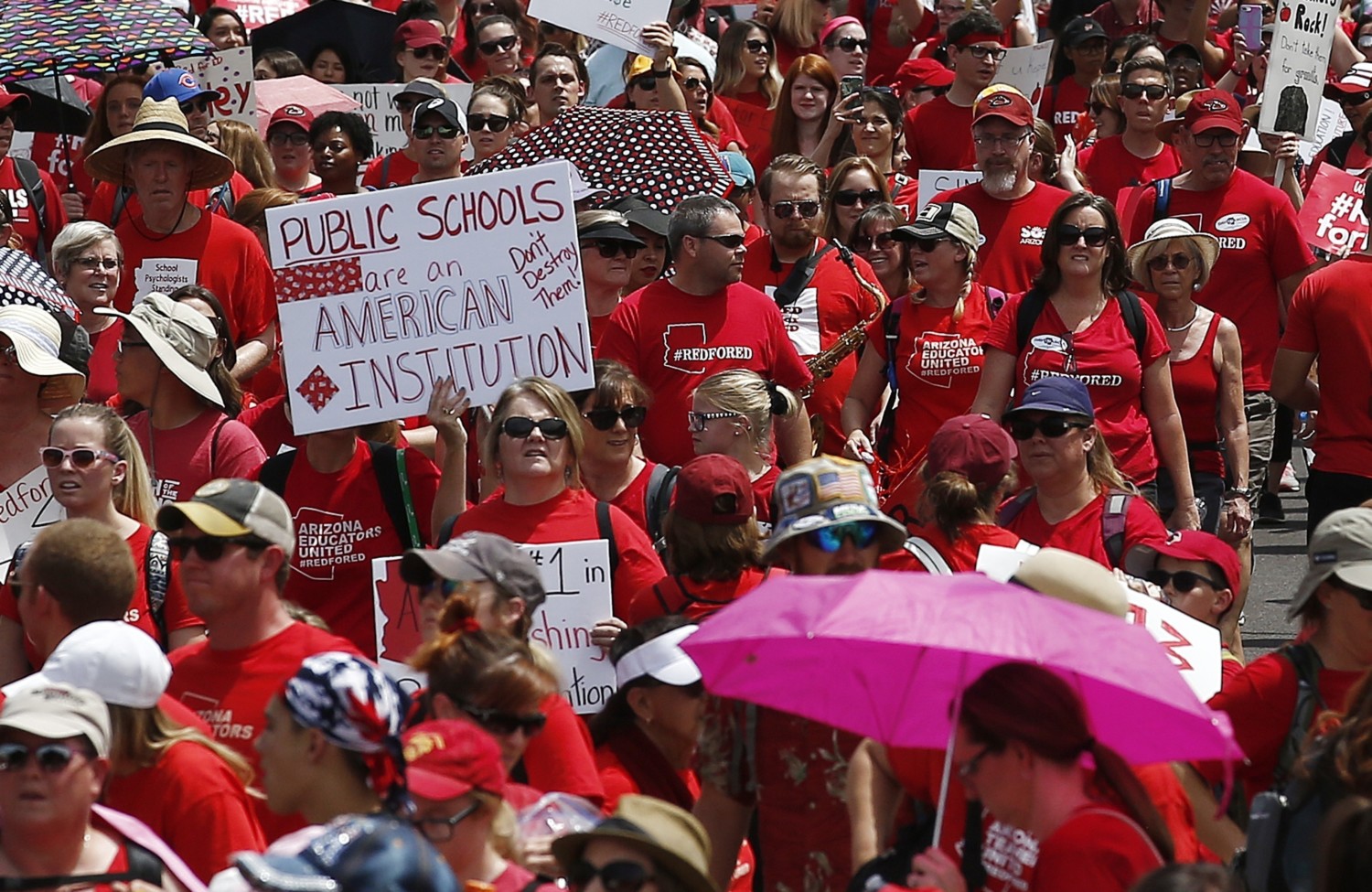 Protestors support public school teachers in Arizona in this 2018 photo.