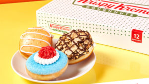 Krispy Kreme's collection of doughnuts inspired by classic ice cream truck treats are shown.