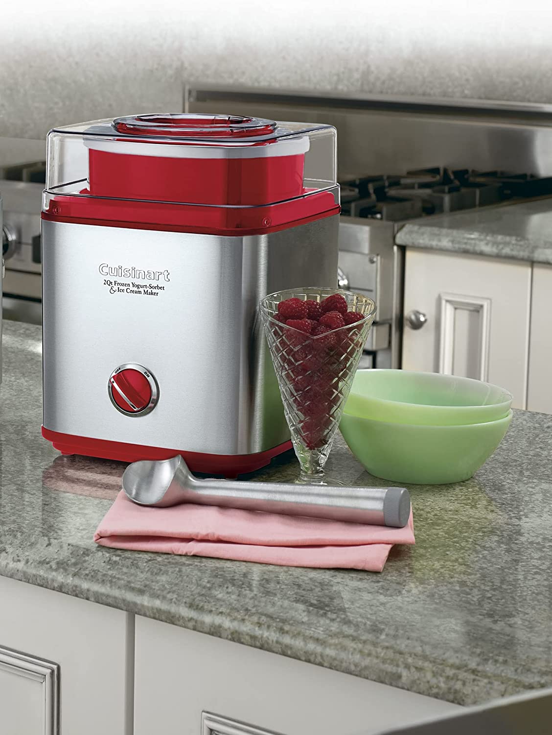 Red and Silver Cuisinart Ice Cream Maker