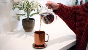hot coffee poured into ember mug