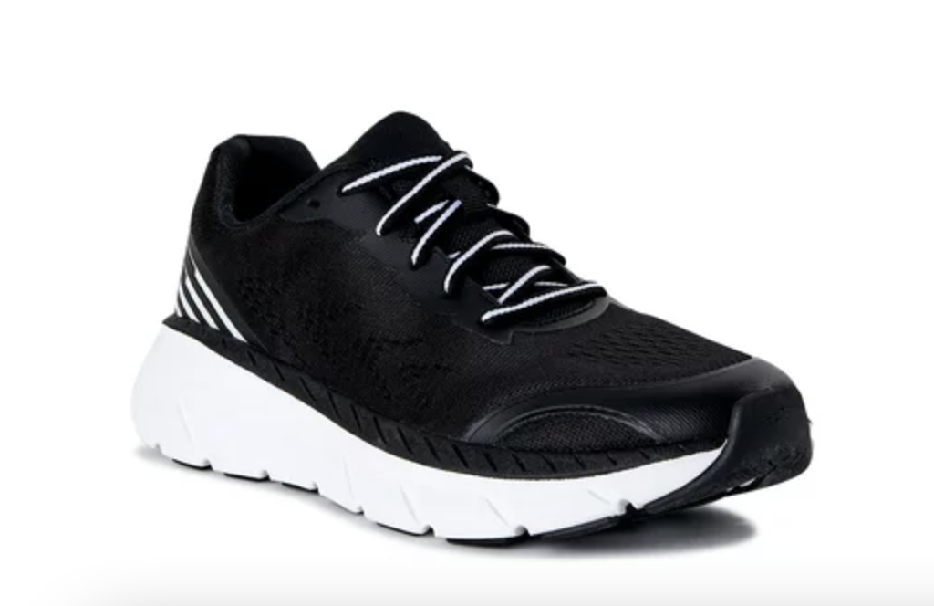 black running shoe on white background