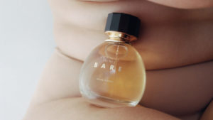This promotional image shows the new Victoria's Secret perfume, Bare.