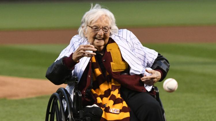 Sister Jean, 103, throws first pitch