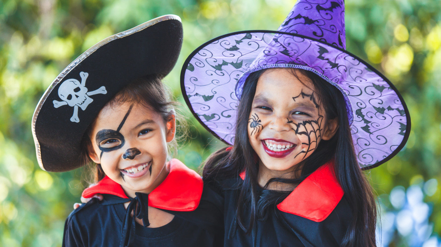Kids dressed in costume for Halloween