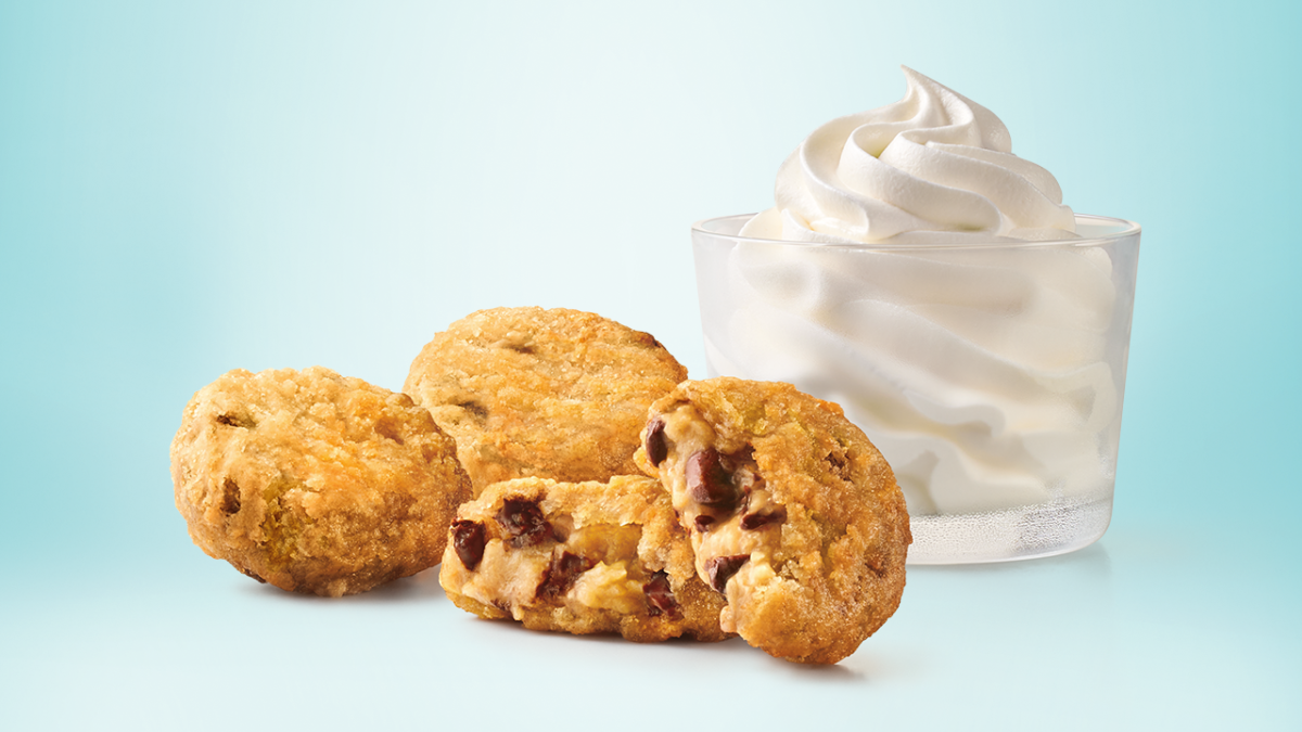 Sonic Drive-In's new Fried Cookie Dough Bites come with a small ice cream for dipping.