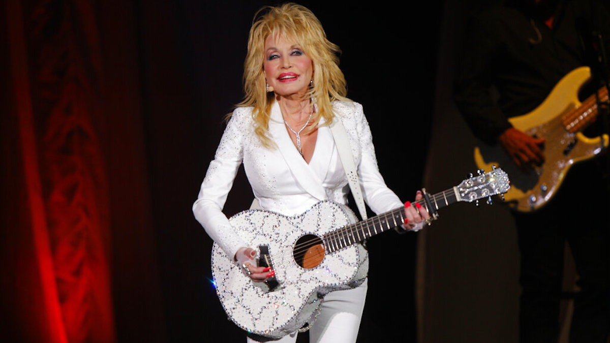 Dolly Parton performs at the Rock & Roll Hall of Fame.