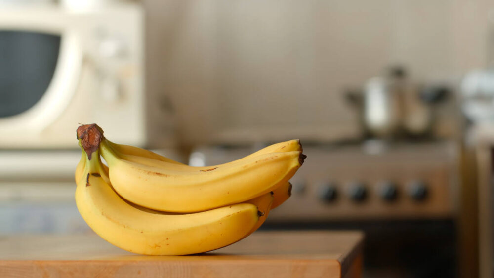 bananas on kitchen table
