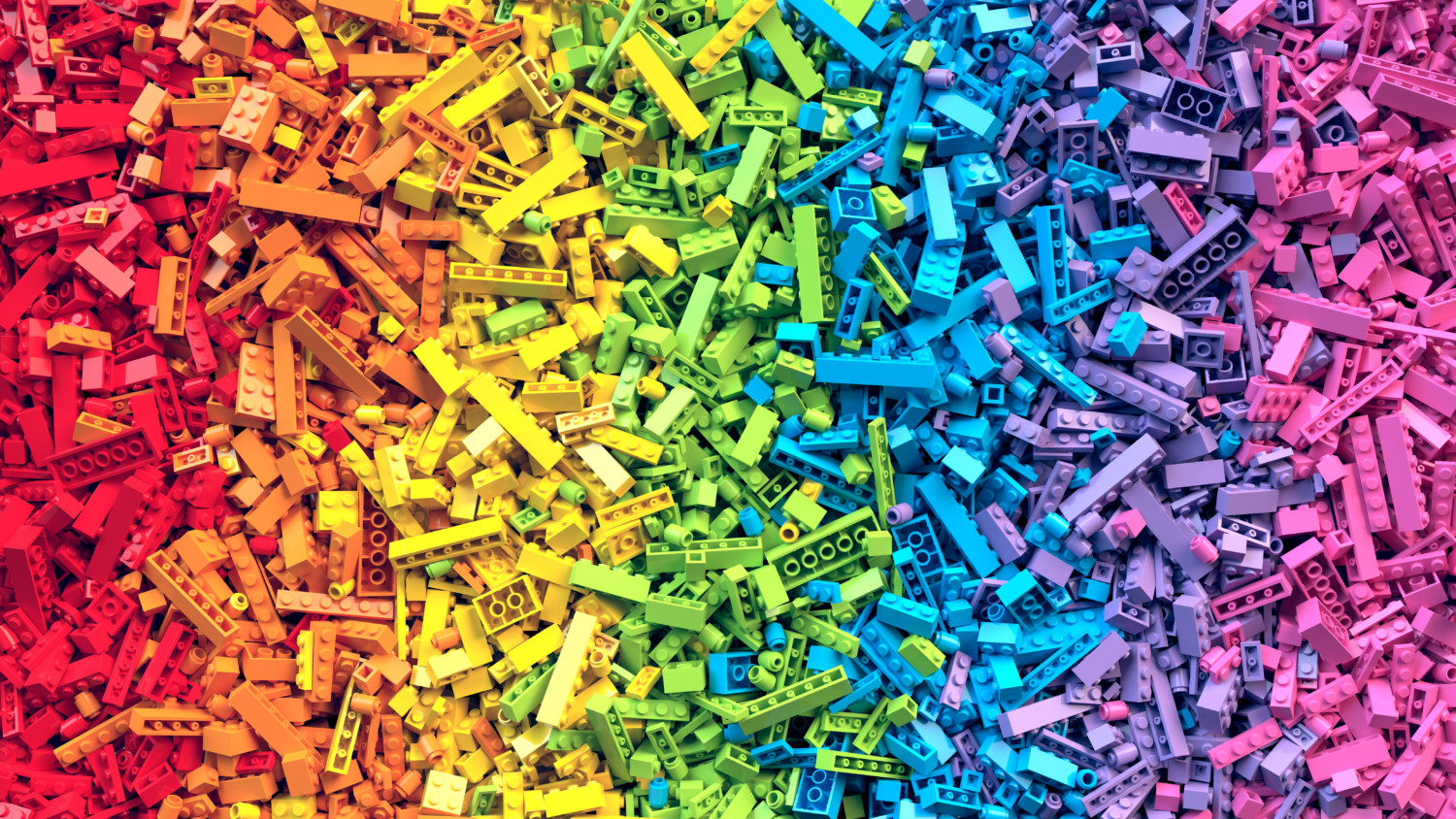 Legos in a rainbow of colors