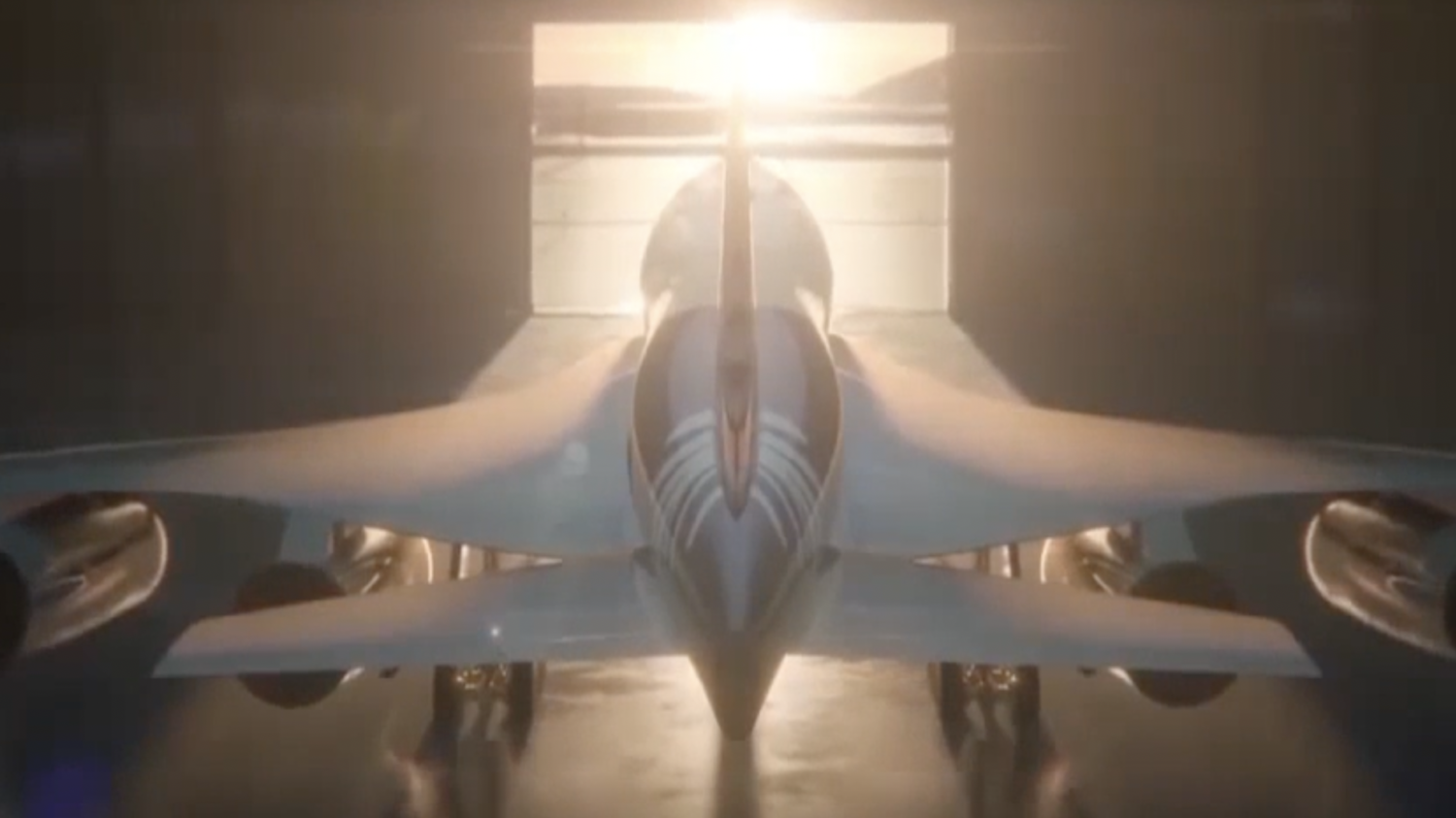 Supersonic jet in hangar