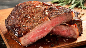 Steak cooked medium rare