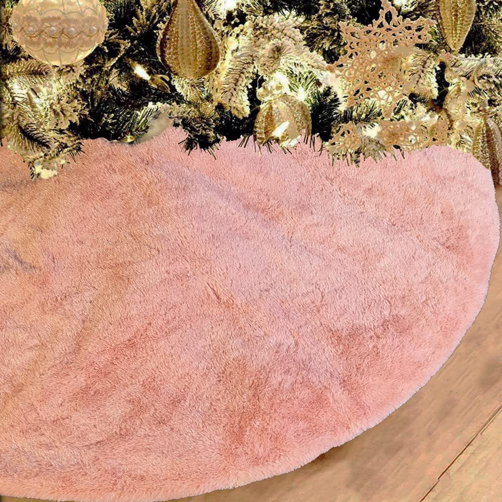 pinky shiny faux fur tree skirt 