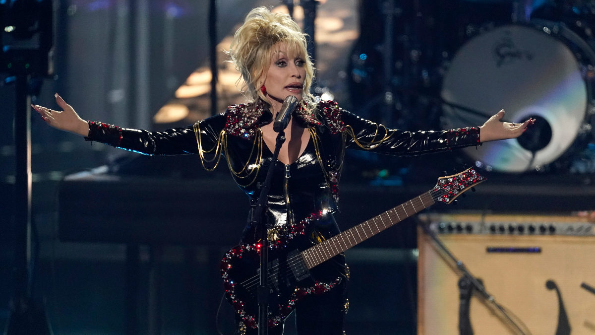 Dolly Parton performs "Rockin'" at the 2022 Rock & Roll Hall of Fame induction ceremony in Los Angeles.