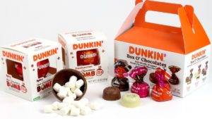 The Dunkin' Box O' Chocolates from Frankford Candy looks like a box of doughnut holes and features creme-filled candies inspired by the chain's pastries.