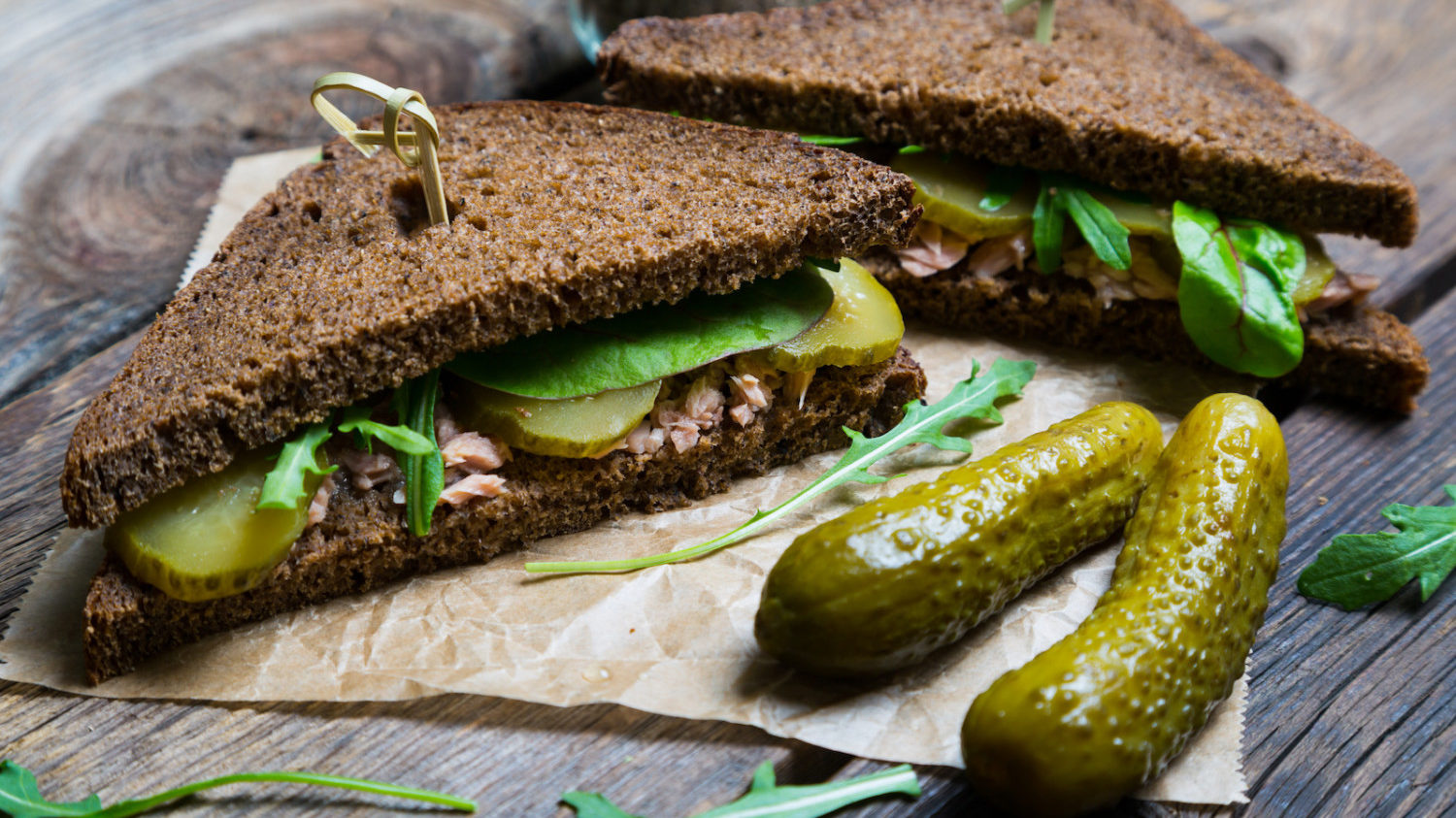 Pickle sandwich on brown bread