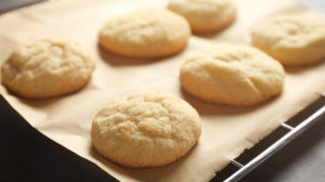 Cream cheese cookies on cookie sheet