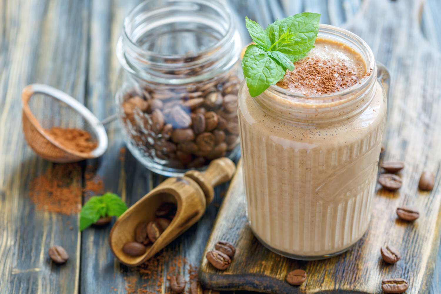 Coffee smoothie in clear glass