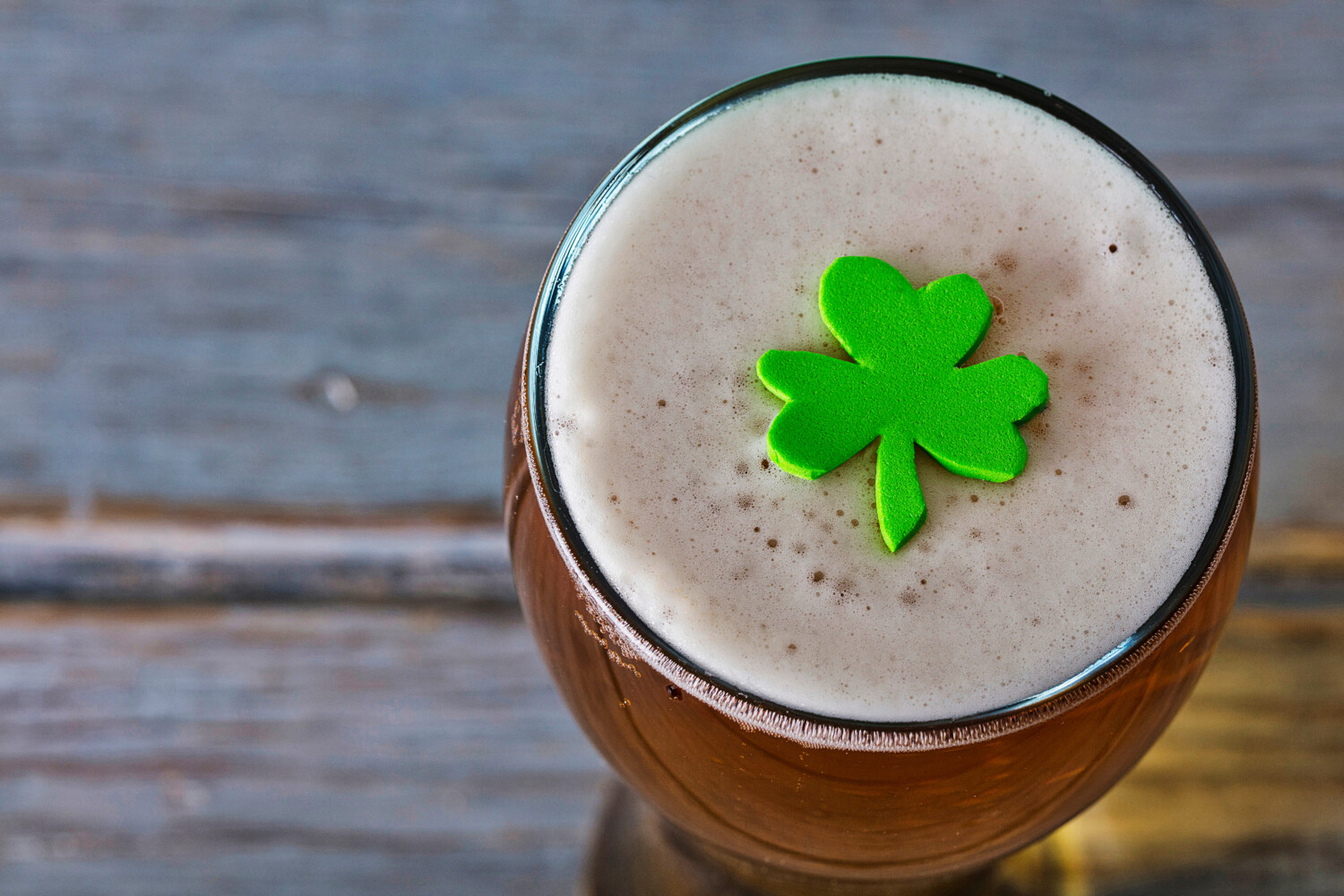 St Patrick's day beer with green shamrock