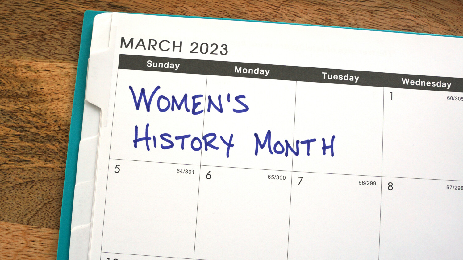 Women's history month written on calendar page