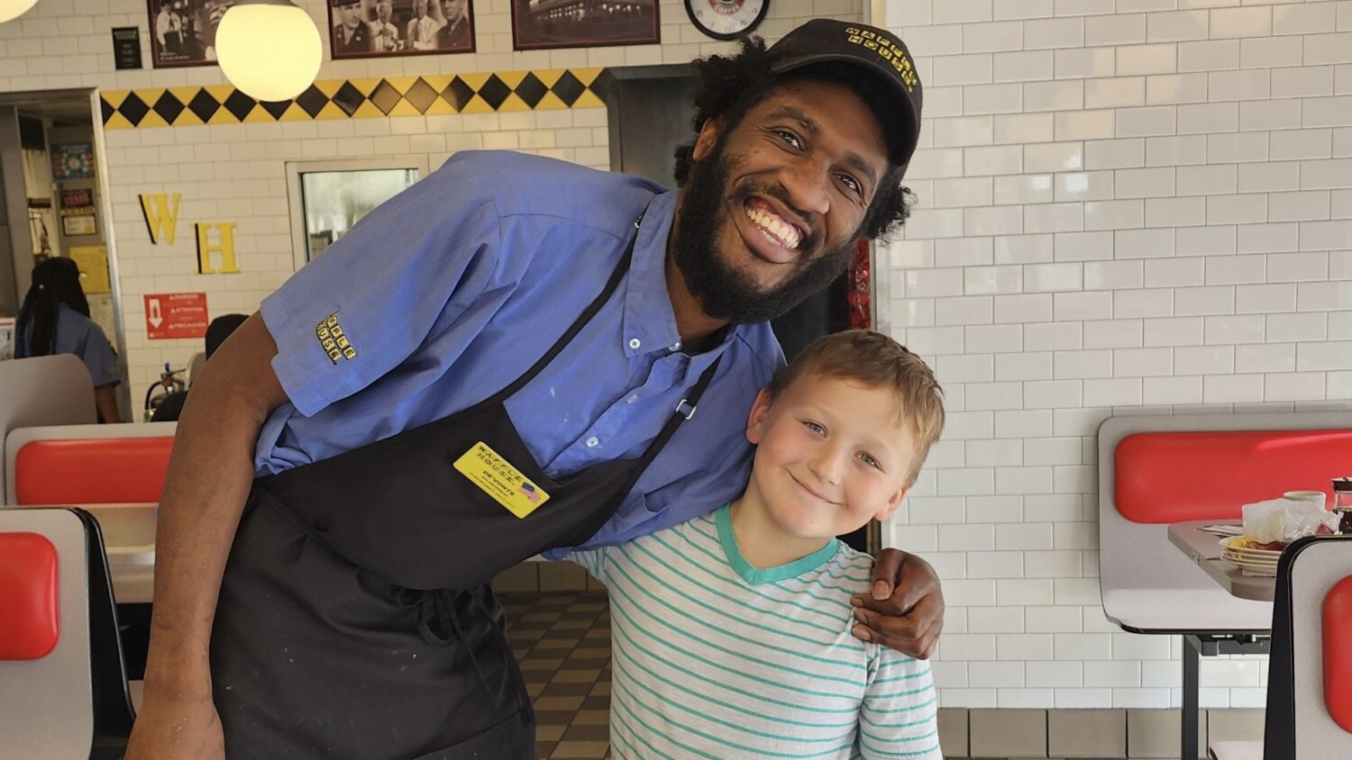 Devonte Gardner and Kayzen Hunter at Waffle House